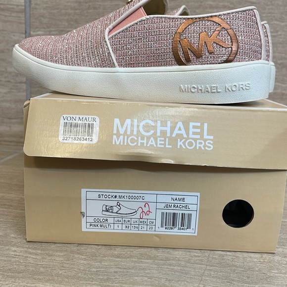 MICHAEL KORS NIB Girls Size 1 Pink Slip On Sneakers “Jem Rachel” Glitter - Picture 13 of 16